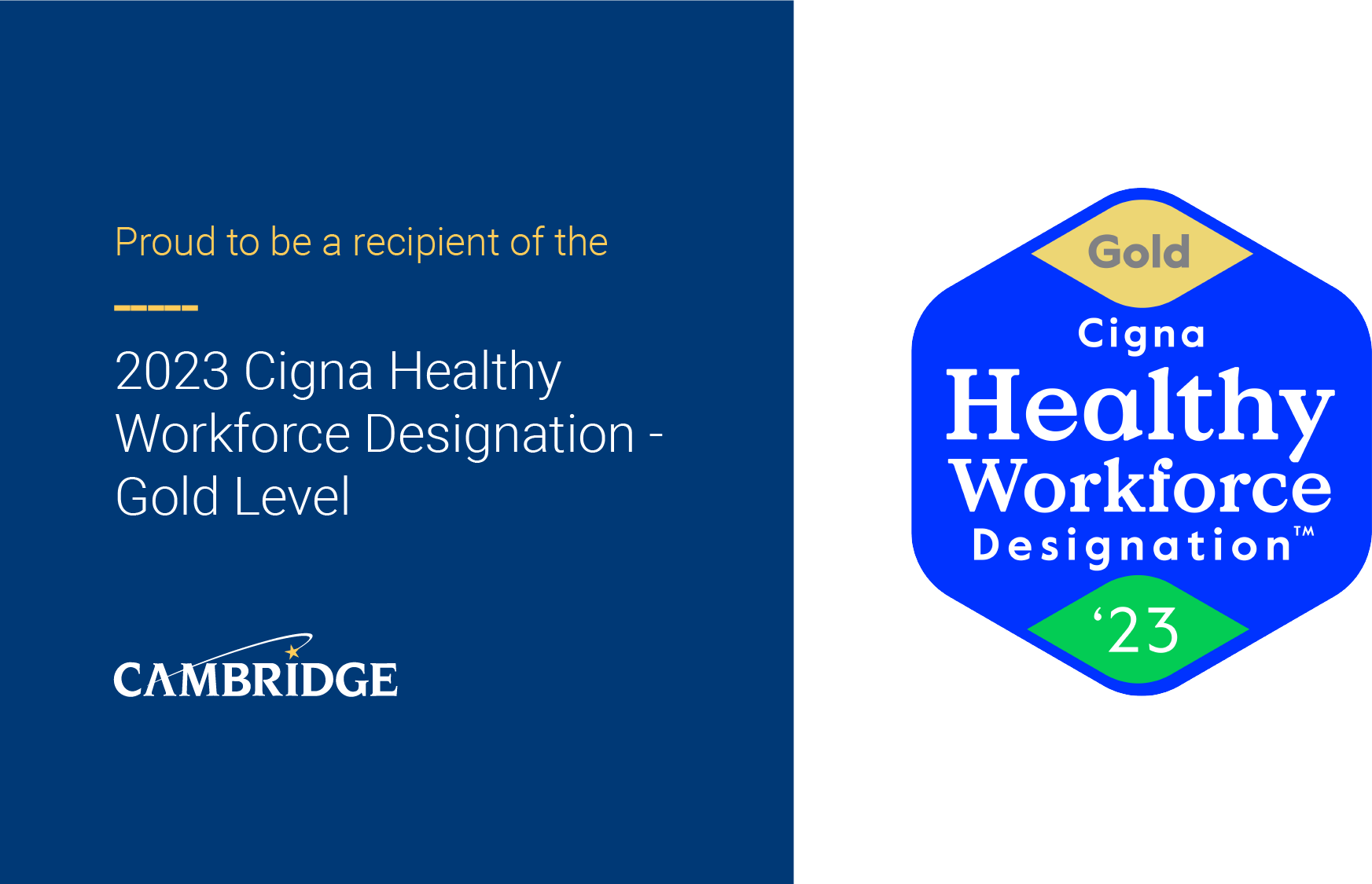 Cigna Healthy Workforce Gold Designation Seal